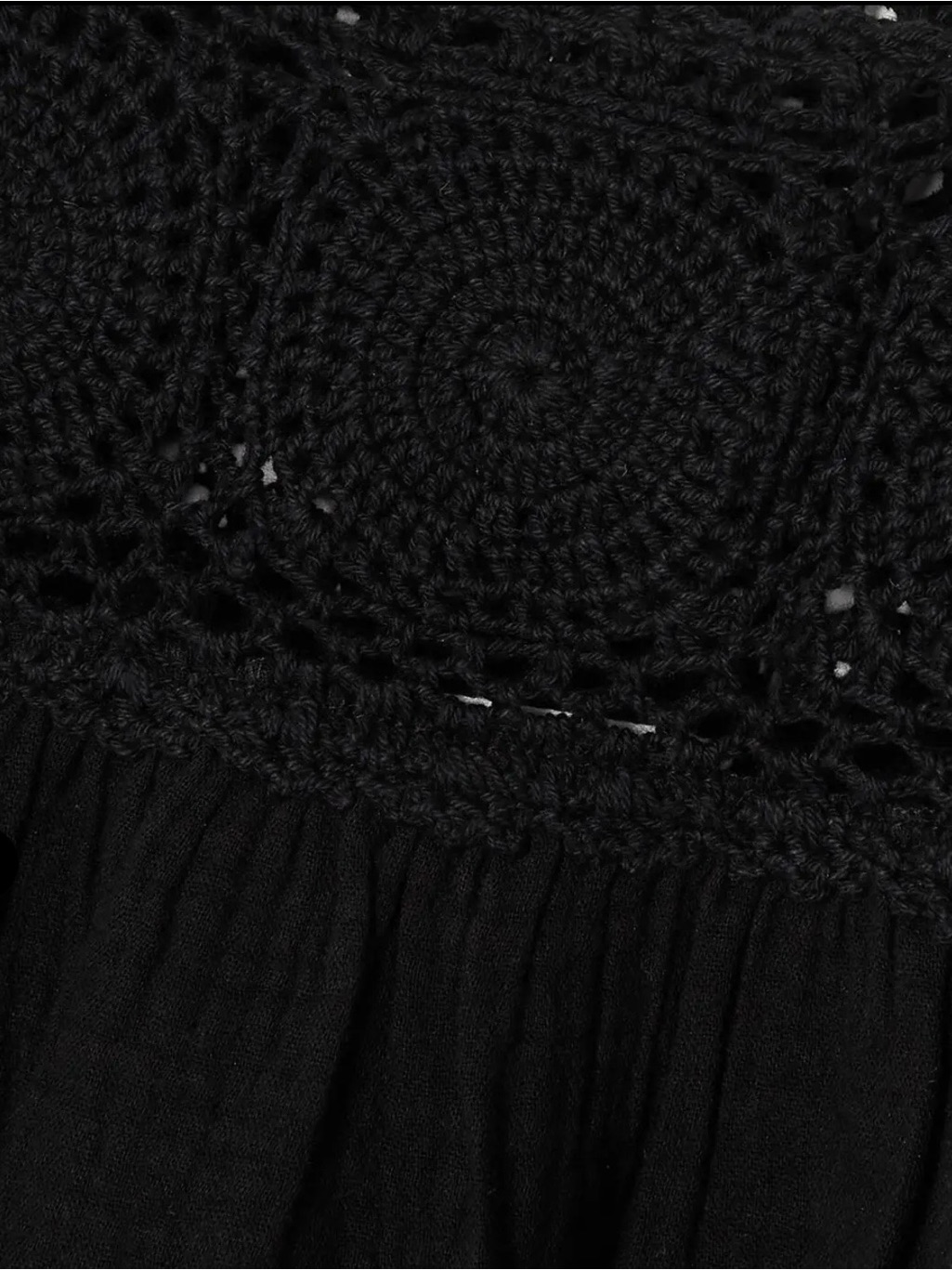 Honorine Stella Crochet-Trimmed Cotton Gauze Mini Dress Black Small — image 5 of 8